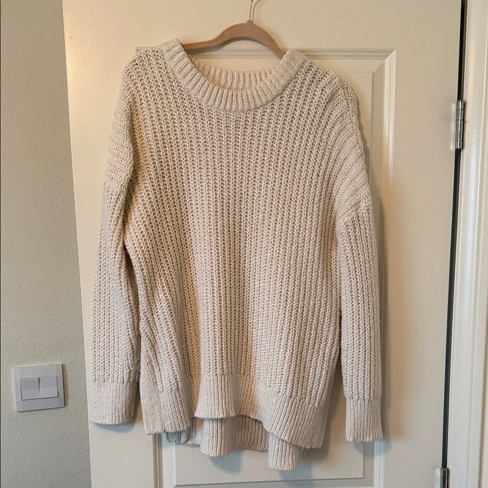 Aerie Oversized Cream Knit Sweater - Picture 1 of 3